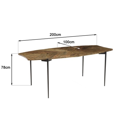 Table à manger KIARA en bois recyclé 200x100cm