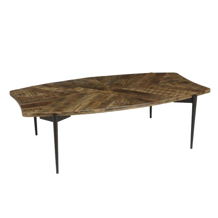 Table basse KIARA bords concaves en bois recyclé