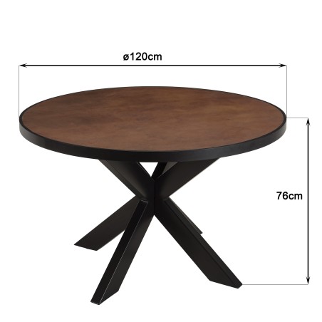 BASILE Dining Table 120x120 Rust Colour with Stone Effect