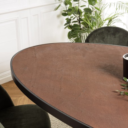 Table à manger BASILE 220x110 couleur rouille effet pierre