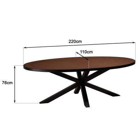Table à manger BASILE 220x110 couleur rouille effet pierre
