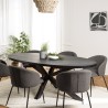 Table à manger BASILE 220x110cm plateau noir effet pierre