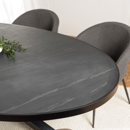 BASILE Dining Table 220x110cm Black Stone Effect Top