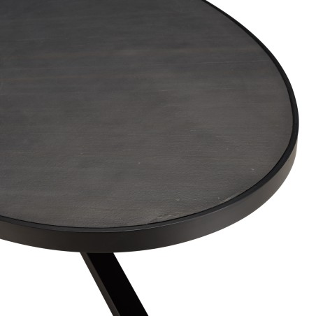 Table à manger BASILE 220x110cm plateau noir effet pierre