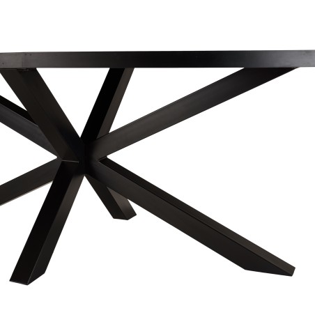 Table à manger BASILE 220x110cm plateau noir effet pierre