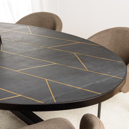 Table à manger BASILE 220x110cm effet pierre doré