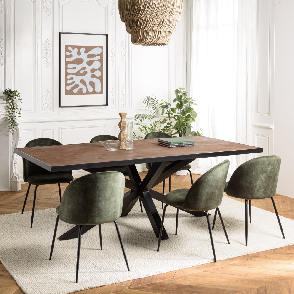 BASILE Dining Table 220x100 Rust Color Stone Effect BASILE Dining Table 220x100 Rust Color Stone Effect