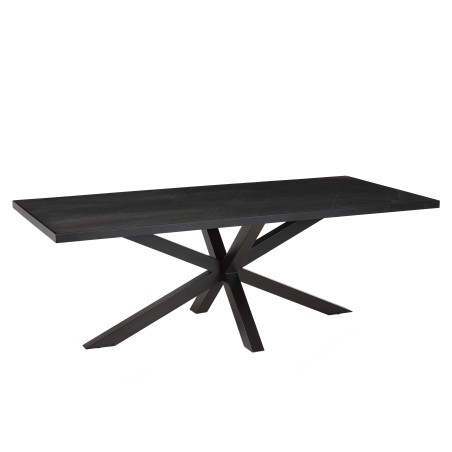 Table à manger BASILE 220x100cm plateau noir effet pierre