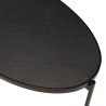 BASILE Oval Coffee Table 131x65cm Black Stone Effect with Metal Legs