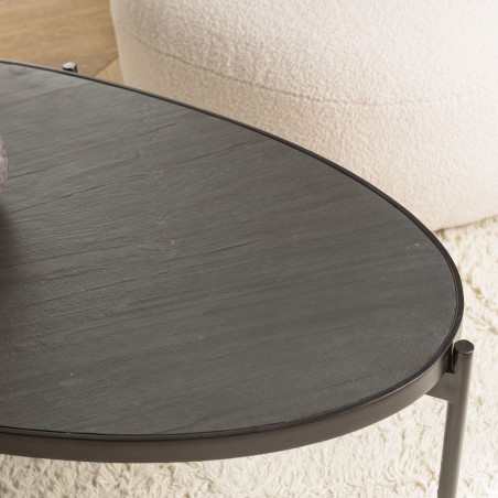 Table basse ovale noire BASILE 131x65cm