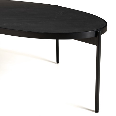 Table basse ovale noire BASILE 131x65cm