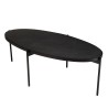 BASILE Oval Coffee Table 131x65cm Black Stone Effect with Metal Legs