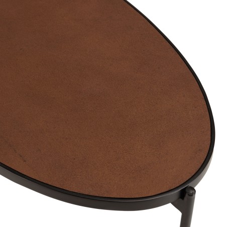 Table basse ovale BASILE 131x65cm couleur rouille