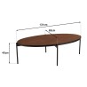 BASILE Oval Coffee Table 131x65cm Rust Color with Stone Effect
