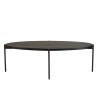 BASILE Oval Coffee Table 131x65cm - Stone Effect & Gold Motifs