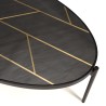 BASILE Oval Coffee Table 131x65cm - Stone Effect & Gold Motifs