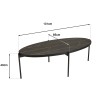 BASILE Oval Coffee Table 131x65cm - Stone Effect & Gold Motifs