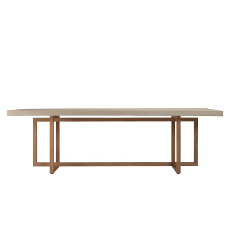 Table à manger WALLY - Béton beige et teck - 243x100cm