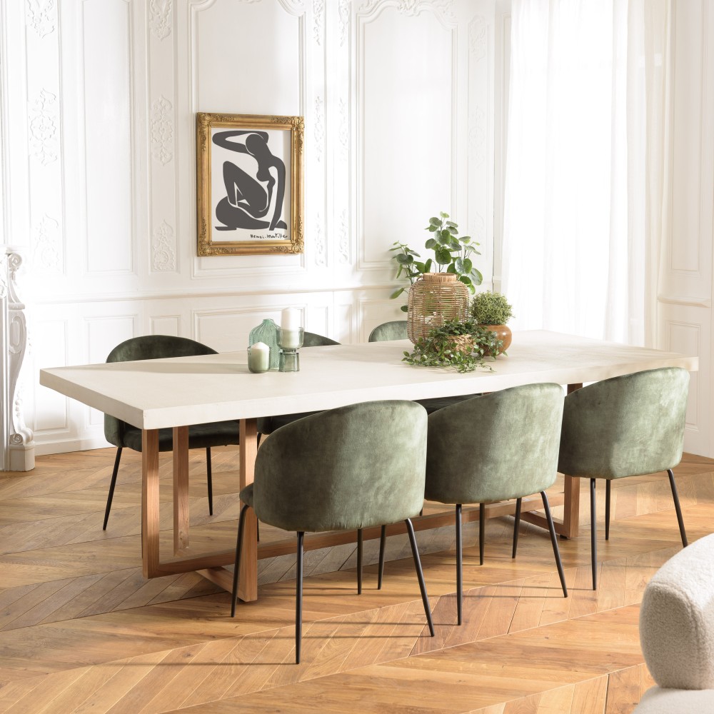 WALLY Rectangular Dining Table 243x100cm in Beige Concrete WALLY Rectangular Dining Table 243x100cm in Beige Concrete
