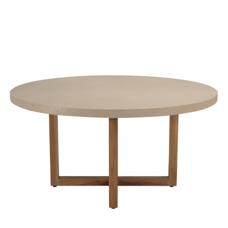 Table à manger ronde WALLY 153x153cm béton beige teck