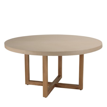 DAK Round Dining Table 153x153cm - Beige Concrete & Teak Legs