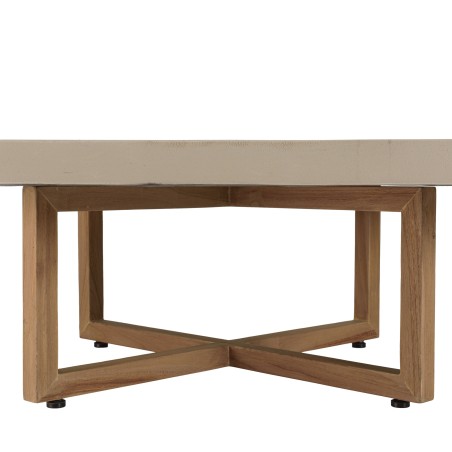 WALLY Square Coffee Table 107x107cm - Beige Concrete & Teak Legs