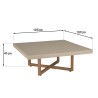 Table basse carrée WALLY en béton beige et teck