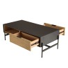 Table basse CHARLIE marron et noire 2 tiroirs 1 niche
