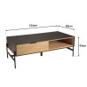 CHARLIE Brown and Black Coffee Table with 2 Drawers and 1 Compartment