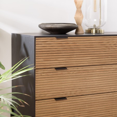 Commode CHARLIE marron et noire 3 tiroirs