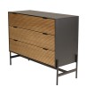 Commode CHARLIE marron et noire 3 tiroirs