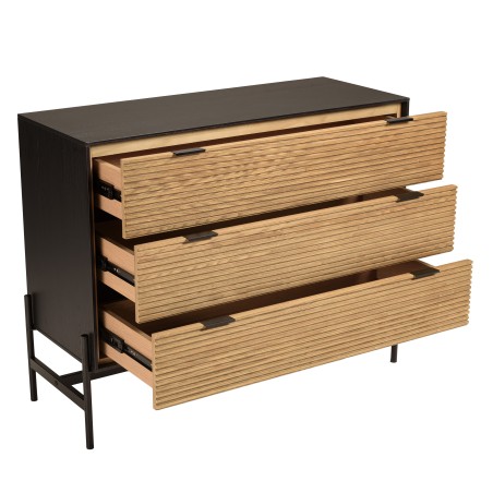 Commode CHARLIE marron et noire 3 tiroirs