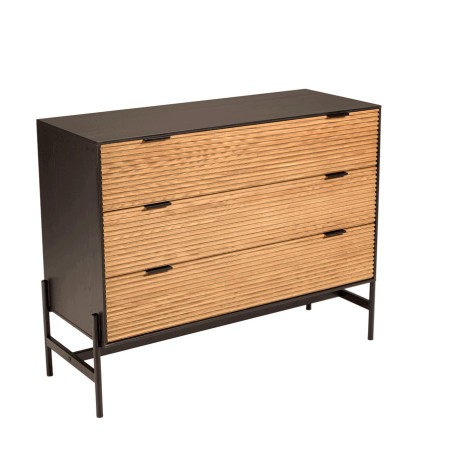 CHARLIE - Brown and Black Chest of Drawers with 3 Drawers