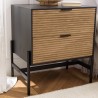 CHARLIE Brown and Black Bedside Table with 2 Drawers