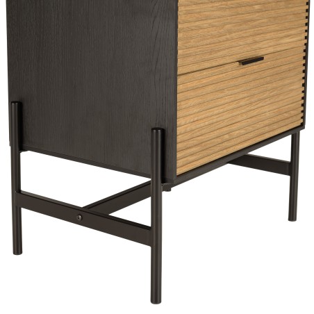 CHARLIE Brown and Black Bedside Table with 2 Drawers