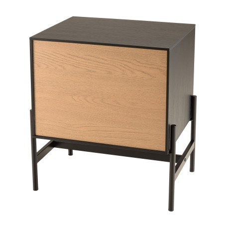 CHARLIE Brown and Black Bedside Table with 2 Drawers