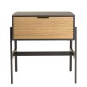 CHARLIE Brown and Black Bedside Table - 1 Drawer & Metal Legs