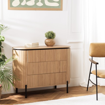 CHARLIE - Retro Brown Chest of Drawers with 3 Drawers