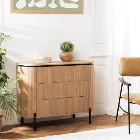 CHARLIE - Retro Brown Chest of Drawers with 3 Drawers
