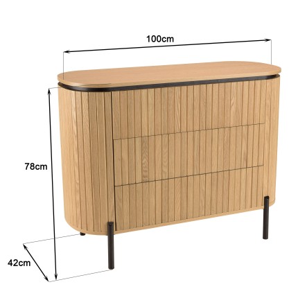 Commode CHARLIE marron 3 tiroirs rétro