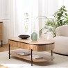 CHARLIE - Brown Coffee Table with 2 Drawers in Retro Style