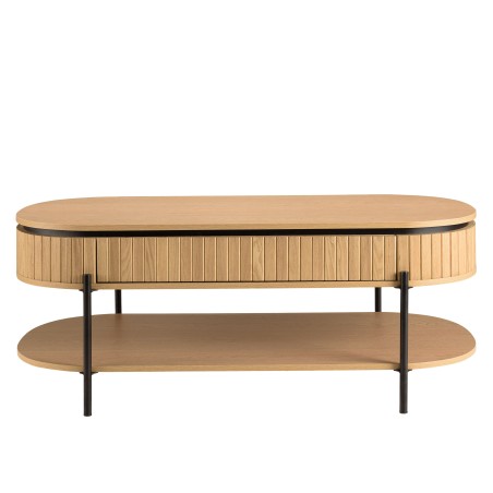 CHARLIE - Brown Coffee Table with 2 Drawers in Retro Style
