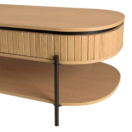 CHARLIE - Brown Coffee Table with 2 Drawers in Retro Style