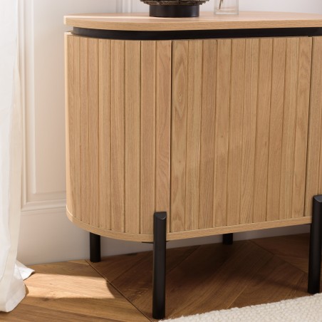 CHARLIE - Brown Bedside Table with 1 Door in Retro Style