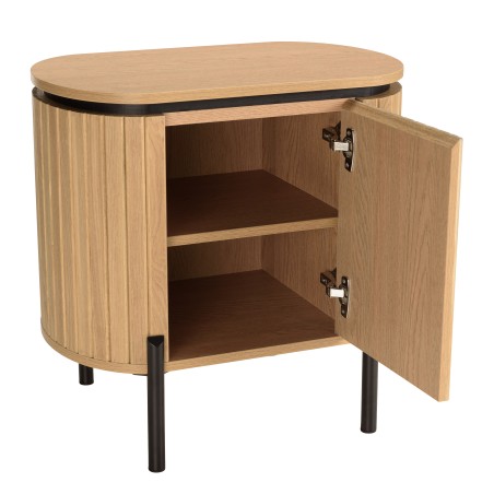 CHARLIE - Brown Bedside Table with 1 Door in Retro Style