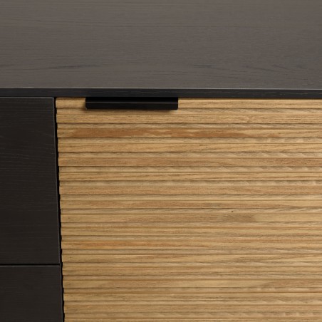Buffet CHARLIE marron et noir 3 tiroirs 2 portes