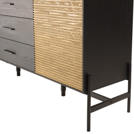Buffet CHARLIE marron et noir 3 tiroirs 2 portes