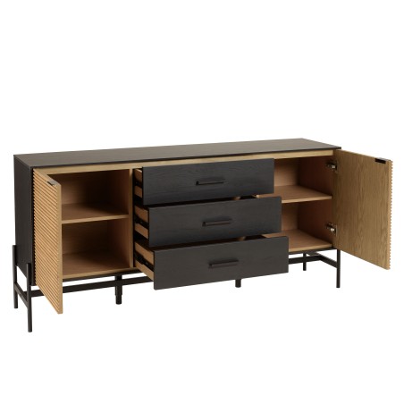 Buffet CHARLIE marron et noir 3 tiroirs 2 portes