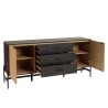 Buffet CHARLIE marron et noir 3 tiroirs 2 portes
