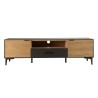 CHARLIE Brown and Black TV Stand with 2 Doors, 1 Drawer and 1 Compartment